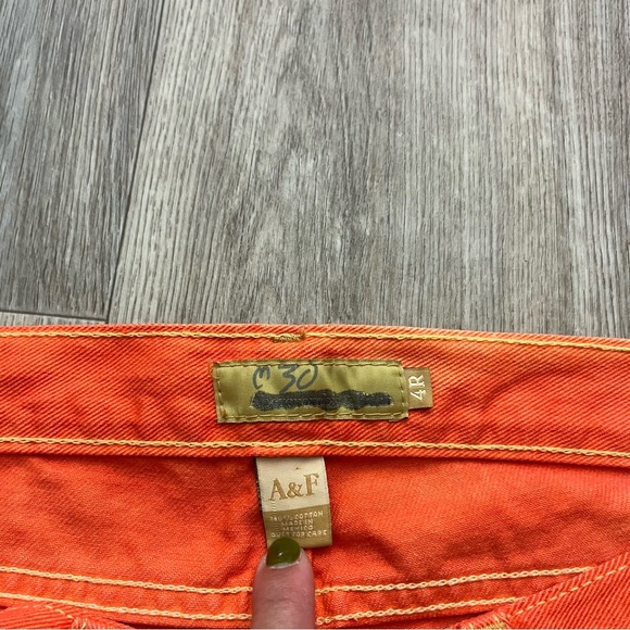 Abercombie and fitch orange vintage 5 pocket jeans jeweled bedazzle hem size 4R - Picture 9 of 10